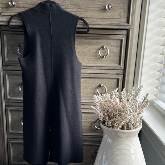 Eileen Fisher Dark Black/Charcoal Wool Vest - Picture 3 of 6